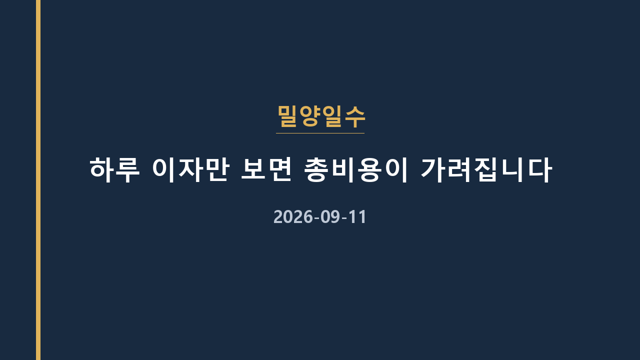 밀양일수 하루 이자만 보면 총비용이 가려집니다