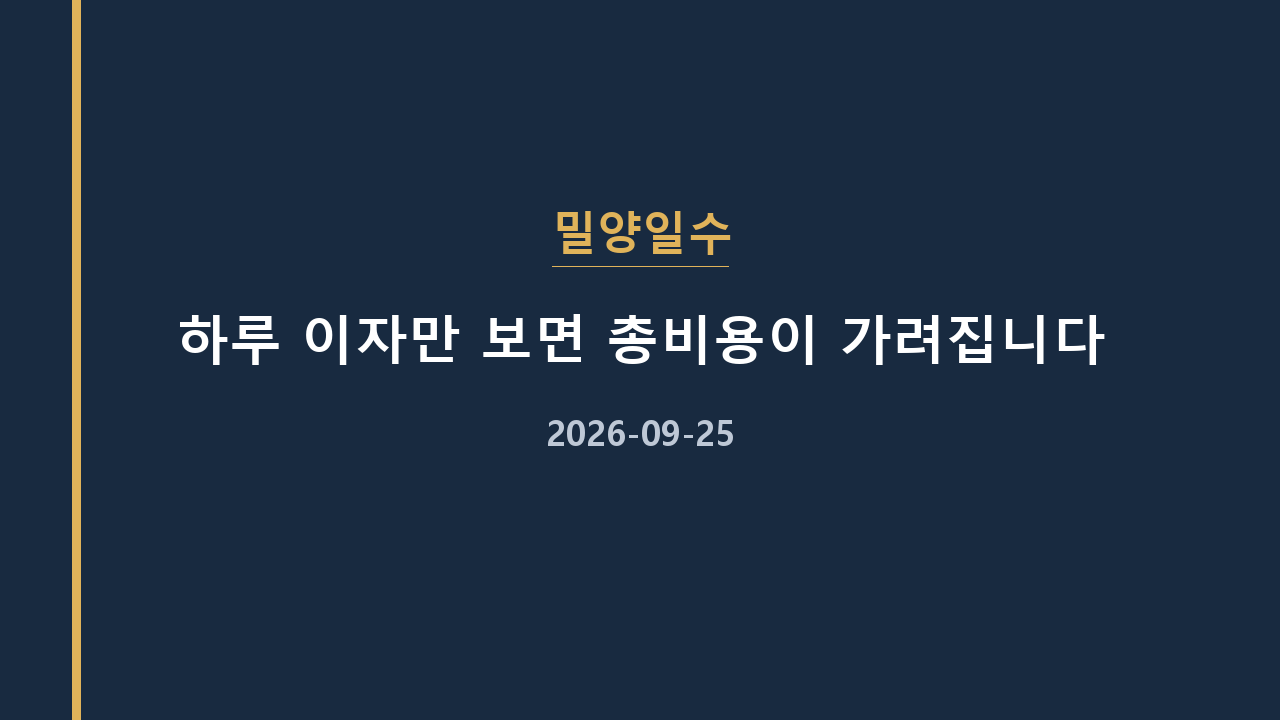 밀양일수 하루 이자만 보면 총비용이 가려집니다