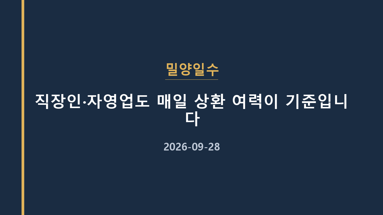 밀양일수 직장인·자영업도 매일 상환 여력이 기준입니다