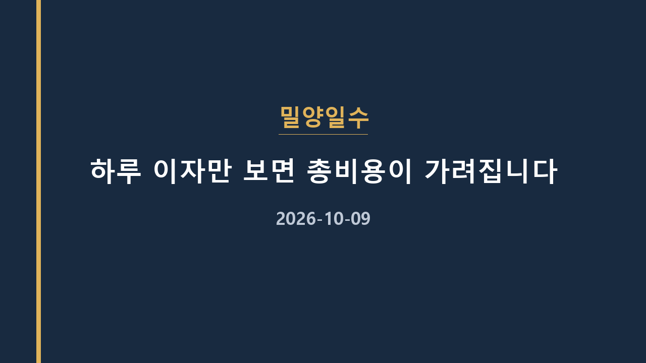 밀양일수 하루 이자만 보면 총비용이 가려집니다